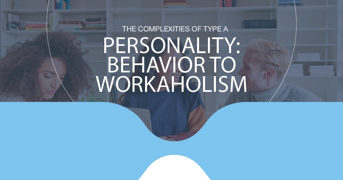 Group of young adults collaborating in a workspace, representing the concept of Type A personality traits from behavior to workaholism.